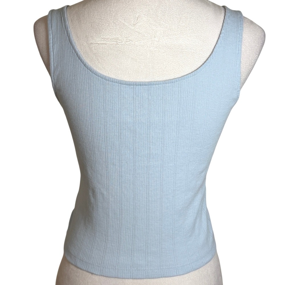 Aeropostale Square Neck Pointelle Crop Tank Top Womens L Y2K Soft‎ Girl Coquette - Picture 2 of 8